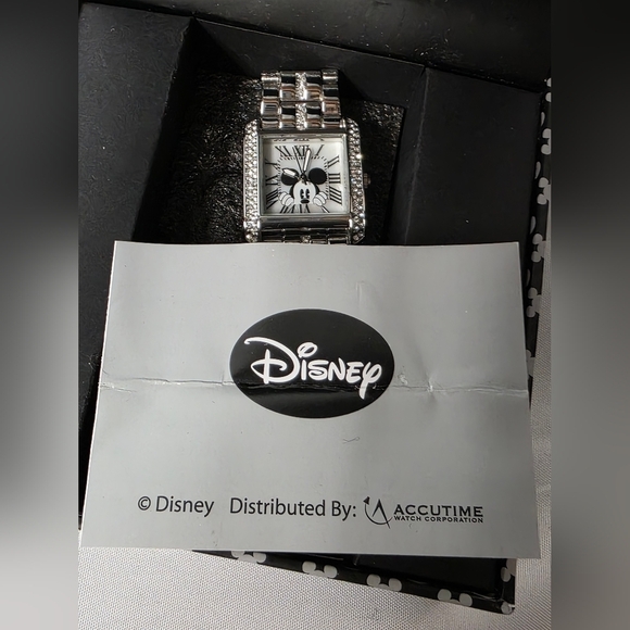 Disney Accutime Mickey Mouse Crystal Embellished Silvertone Link Bracelet Watch main image 4